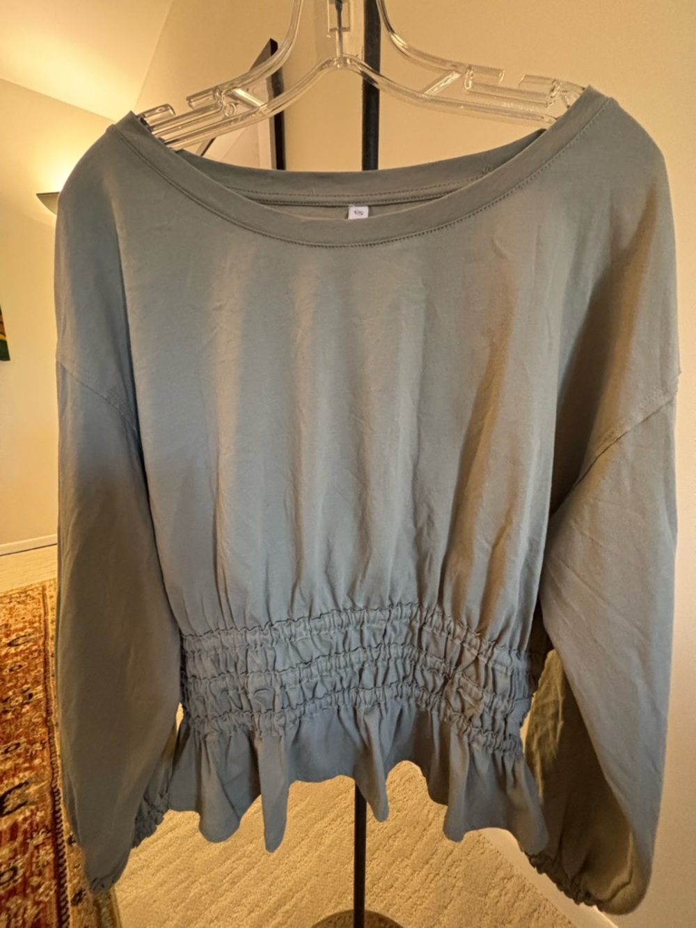 Wishlist Sage Green Long Sleeve Smocked Waist Top - Picture 2 of 9